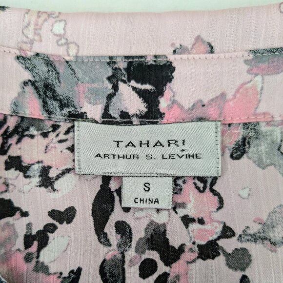 TAHARI ASL Women's Sleeveless Ruffle Accent Blouse Top Size S Pink Print - Picture 5 of 6